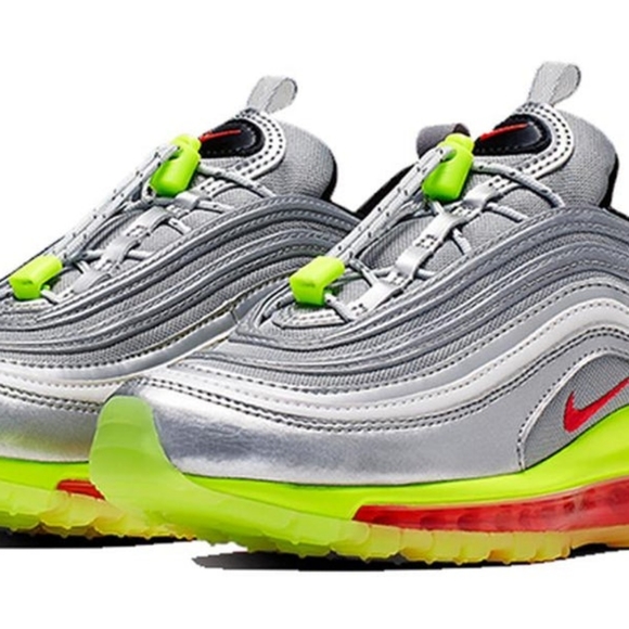 Air max 97 rft GS Silver Volt Metallic Silver/Red (BRAND NEW) no box - Picture 2 of 4